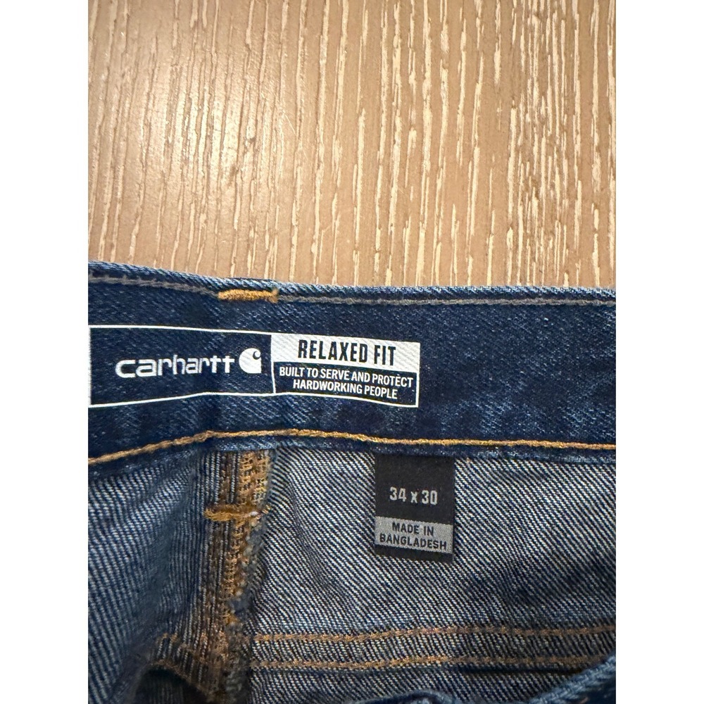 NEW! Carhartt Jeans Mens 34/30 Blue Relaxed Fit 5-Pocket Straight Leg BD4943-M - Picture 3 of 7